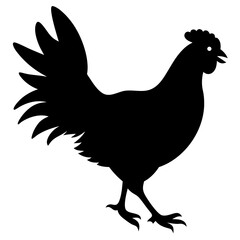 Chicken Vector Silhouette | Farm Animal, Rooster, Hen Clipart	