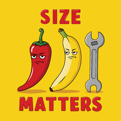 Funny Vector Design Size Matters with Banana Chili Wrench