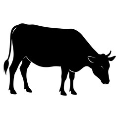 Cow and Face Vector Silhouette | Farm Animal, Cattle, Livestock Clipart	