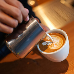  Barista pouring latte art