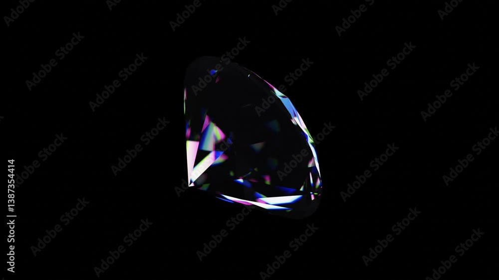 Fototapete realistic 3d diamond on dark background with colorful facet dispersion – minimal seamless loop for j