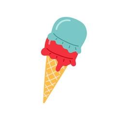 Colorful ice cream cone with two scoops enjoyed on a sunny day