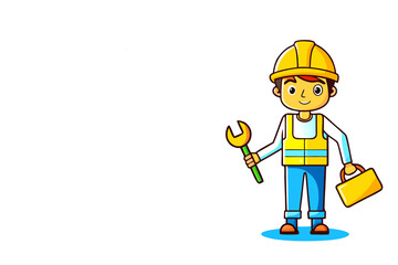 Plumbing sewerage.A plumber worker with tools,place for text