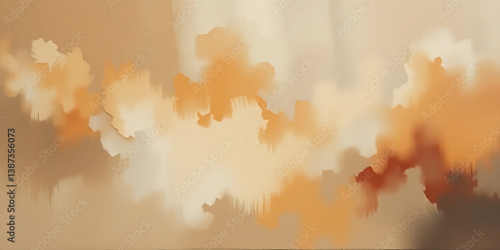 Poster abstract orange and cream cloud formations in soft gradients