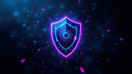 Fototapeta premium Cybersecurity logo with shield design.