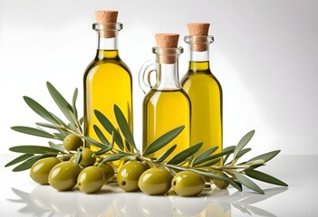 Olive oil in a bottle isolated on white background