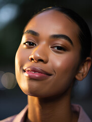 Smiling young woman with sunlight