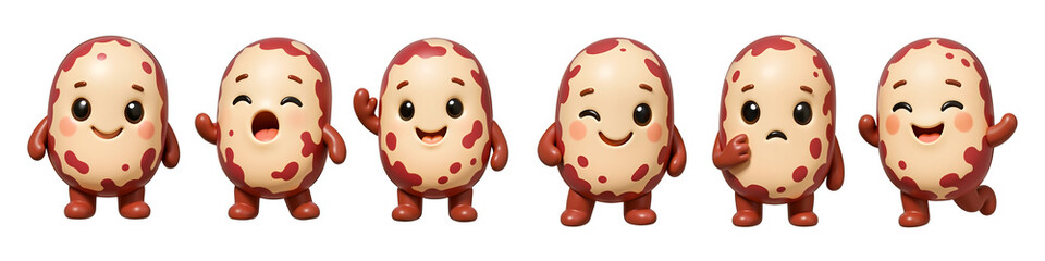 Beans Emoticons: Charming bean characters, each with its own unique expression, come together to tell stories. This collection of expressive food emoticons is filled with personality.