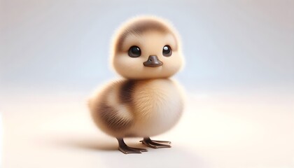 Softly lit 3D-style Nene goose chick with cute round eyes and small beak on white background