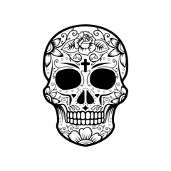 sugar skulls isolated on white background. Day Of The Dead. Dia De Los Muertos. Vector illustration.