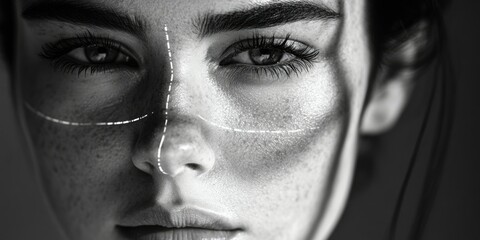 Portrait with technical overlay