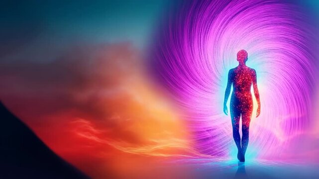 Aura-emitting figure right side blank space