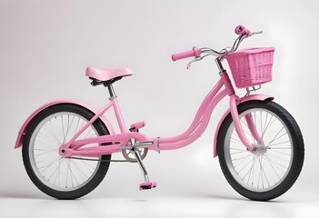 pink bicycle for children isolated on white background