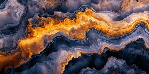 Obraz premium Mixed media art with fluid motion, textures of fire and water on a dark background.