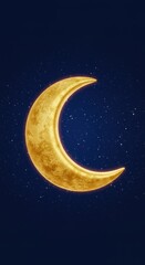 Naklejka premium Golden Crescent Moon in the Night Sky: Celestial Serenity and Cosmic Beauty