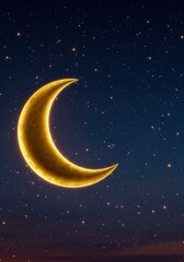 Naklejka premium Crescent Moon Glowing Brightly in Starlit Night Sky Celestial Wonder
