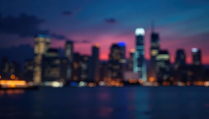 Subtle gradient, soft bokeh lights, blurred city skyline at night, buildings, lights