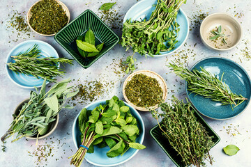 Different fresh herbs. © nikolaydonetsk