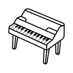 Fototapeta premium Minimalist Outline Of An Upright Piano With Keys And Legs On White