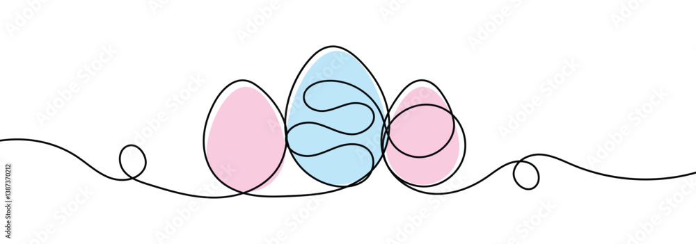 Poster egg line art. continuous line drawing of an easter egg. abstract decorative horizontal divider with 