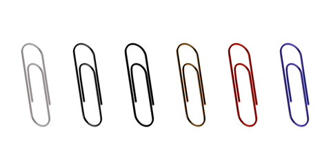paper clip set isolated png 3d high-resolution illustration Realistic color full