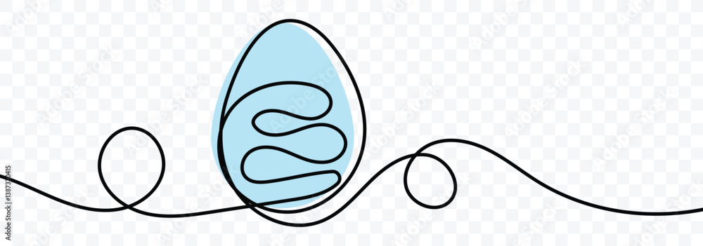 Poster egg line art. continuous line drawing of an easter egg. abstract decorative horizontal divider with 