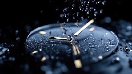 Water droplets impacting a watch face