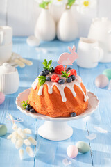 Homemade ring cake for Easter as perfect Easter card.