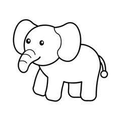 Naklejka premium Cute Elephant Outline Illustration For Childrens Books And Coloring Pages Projects