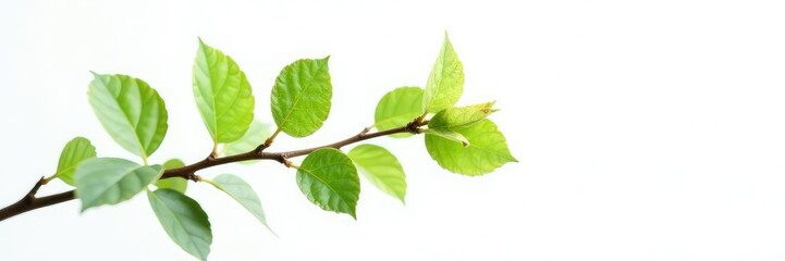 A small, delicate branch isolated on a white background, greenery, forest