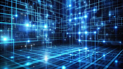 Obraz premium Abstract Digital Network Structure Illuminated Lines and Nodes in a Virtual Space