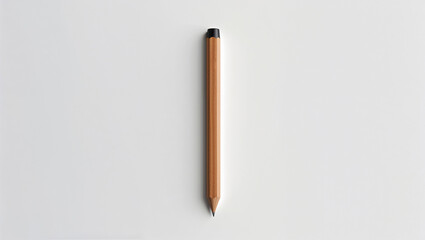 An unsharpened wooden pencil with a black graphite tip lies horizontally on a clean white background under bright, even lighting, emphasizing simplicity and functionality.