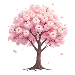 Fototapeta premium Pink_Cherry_Blossom_Tree_in_Full_Bloom_Illustration