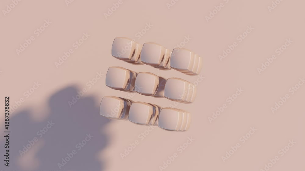Poster abstract 3d cube made of smaller geometric units transforming into spheres in smooth monochrome anim