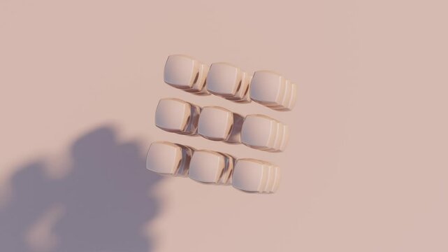 Abstract 3D cube made of smaller geometric units transforming into spheres in smooth monochrome animation. Conceptual transformation loop for branding, ads, and backgrounds