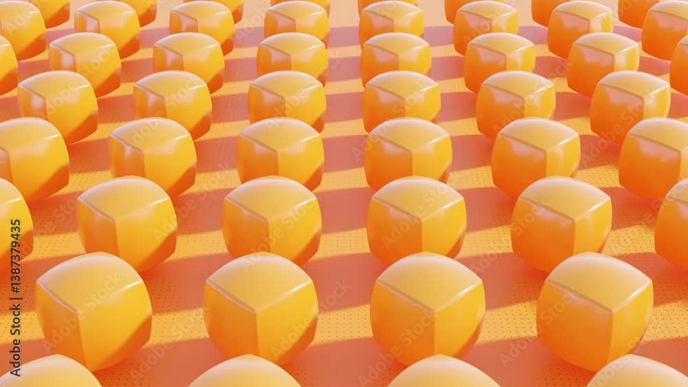 Poster abstract 3d monochrome endless grid of cubes transforming into spheres in seamless motion. geometric