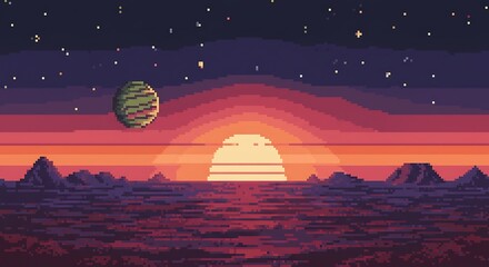 Obraz premium Retrograde Sunset AI Generated