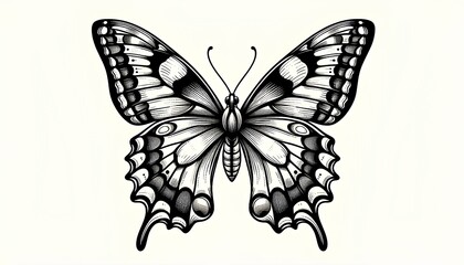 Papilio machaon butterfly - line drawing, perfect for children's coloring.