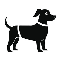 Dog Wearing T-Shirt Silhouette Vector Art Illustration on White Background