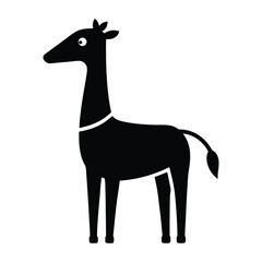 Giraffe Wearing T-Shirt Silhouette Vector Art Illustration on White Background