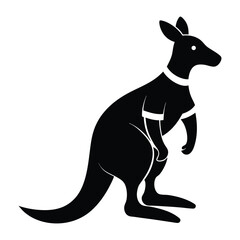 Kangaroo Wearing T-Shirt Silhouette Vector Art Illustration on White Background