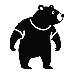 Bear Wearing T-Shirt Silhouette Vector Art Illustration on White Background