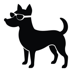 Dog Wearing Sunglasses Silhouette Vector Art Illustration on White Background