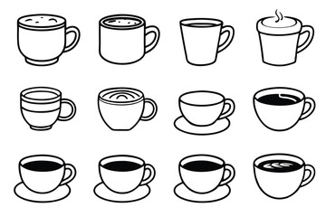 Obraz premium Flat white line art drawing featuring peaceful nature inspired scene 