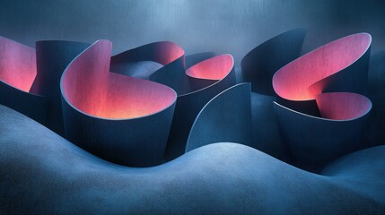 Abstract digital art of glowing, undulating forms
