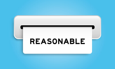 White coupon banner with word reasonable from machine on blue color background