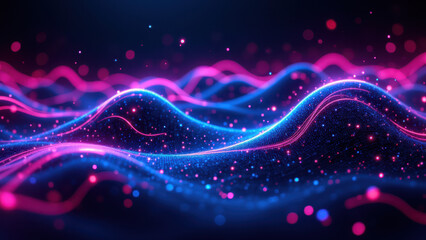 Modern cyber-security visual representation with vibrant digital waves.