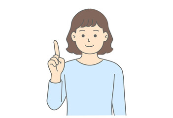 Woman Pointing Upwards with Index Finger