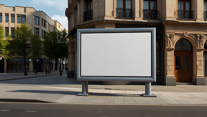 Modern Cityscape with Blank Billboard for Advertising
