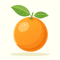 Fresh Ripe Orange with Green Leaves – Vector Illustration